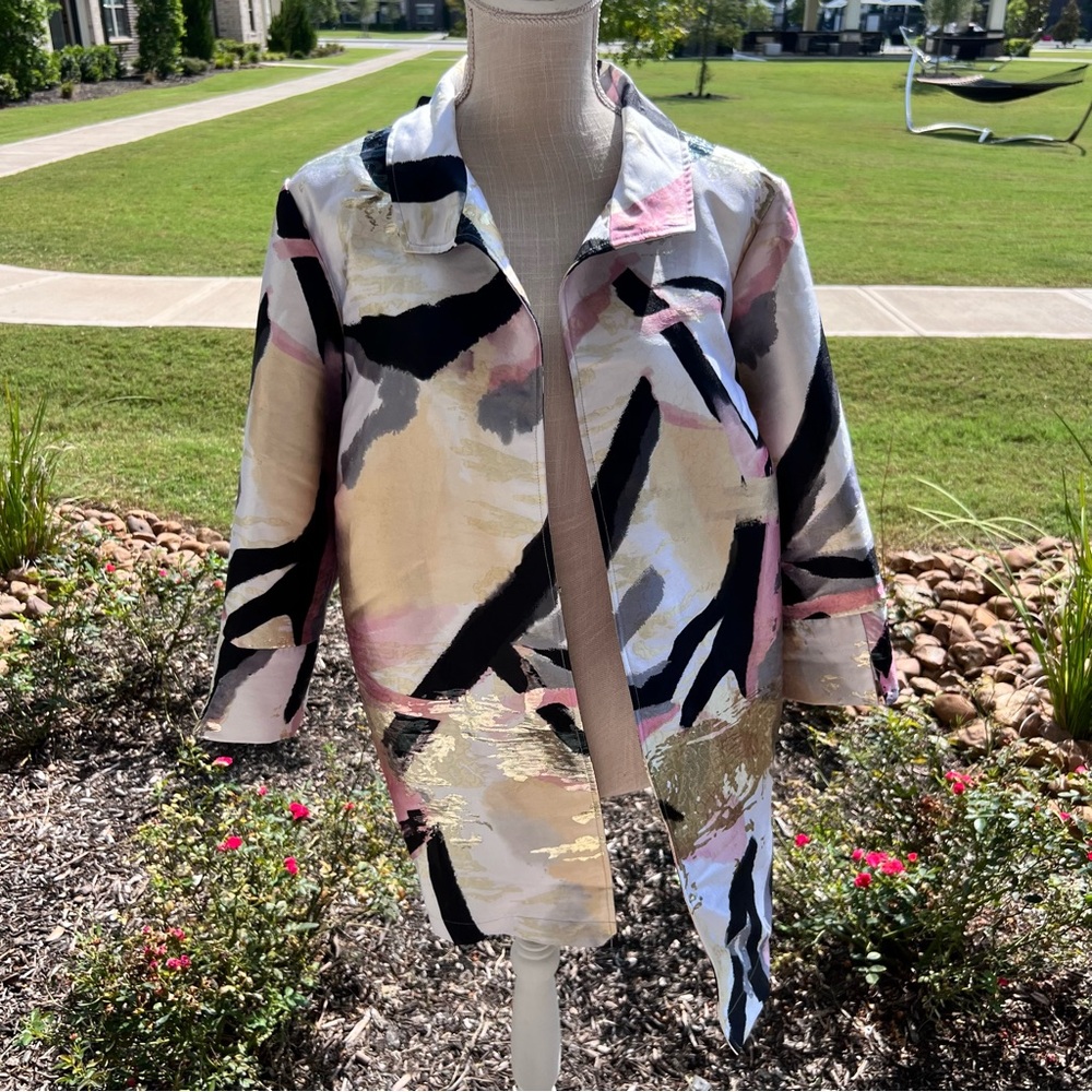 Ming Wang Metallic Abstract Patterned Women's Jac… - image 2